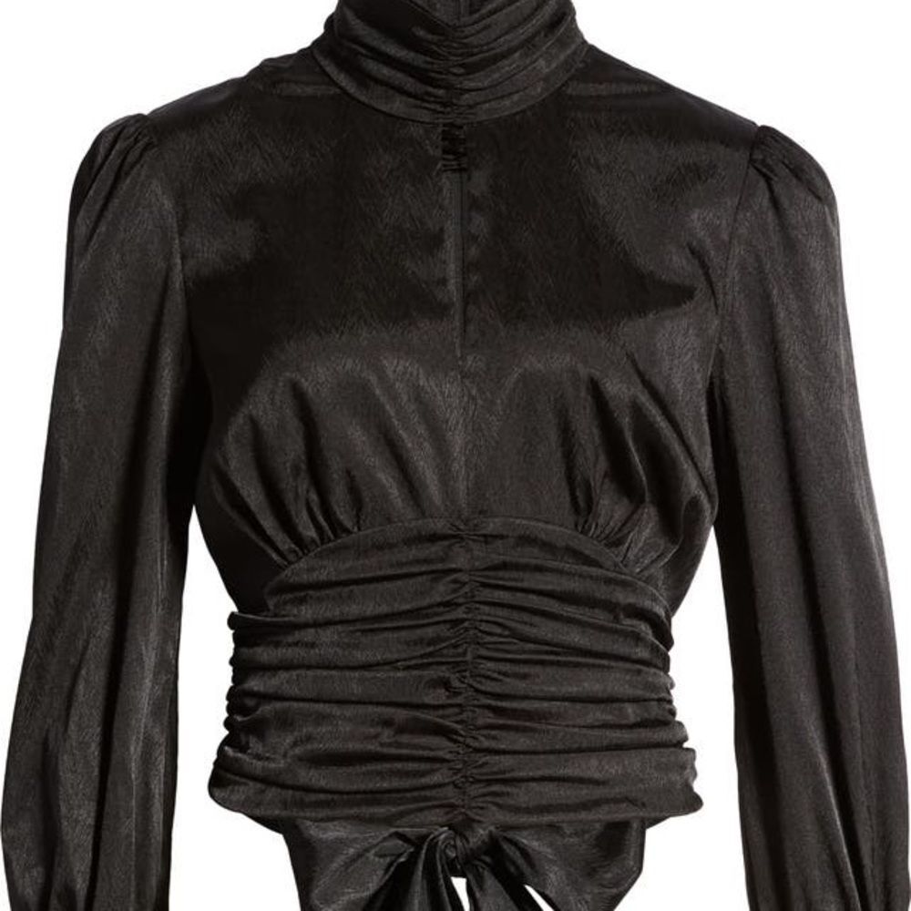 Holly Mock Neck Satin Jacquard Top WAYF